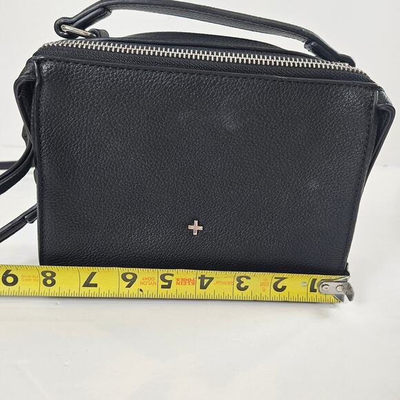 Peta & Jain Small Po Leather Black Handbag Y2K - Picture 4 of 7